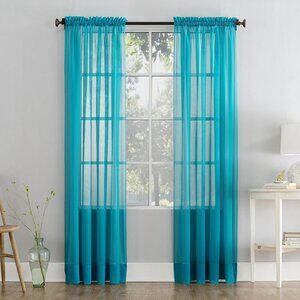 Sheer Voile Curtain, Single Panel, Turquoise, 59" W x 84" L (5 Panels)